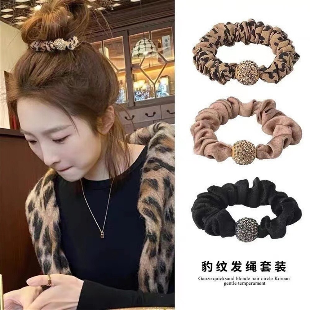 Flash Drill Simple Head Rope Temperament Full Drill Headdress Net Red Ins Tie Hair Rope Like Rubber Band Female Hair Ring