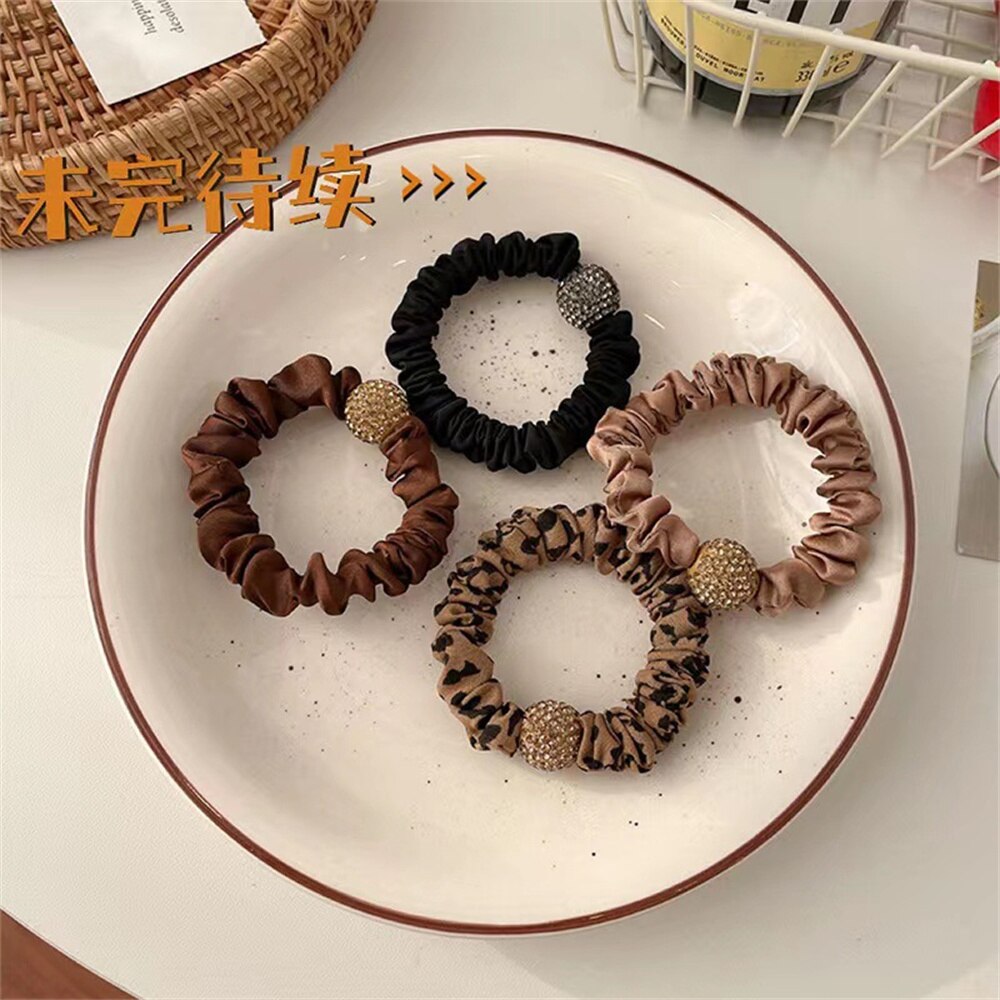 Flash Drill Simple Head Rope Temperament Full Drill Headdress Net Red Ins Tie Hair Rope Like Rubber Band Female Hair Ring