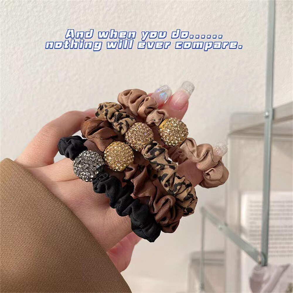 Flash Drill Simple Head Rope Temperament Full Drill Headdress Net Red Ins Tie Hair Rope Like Rubber Band Female Hair Ring