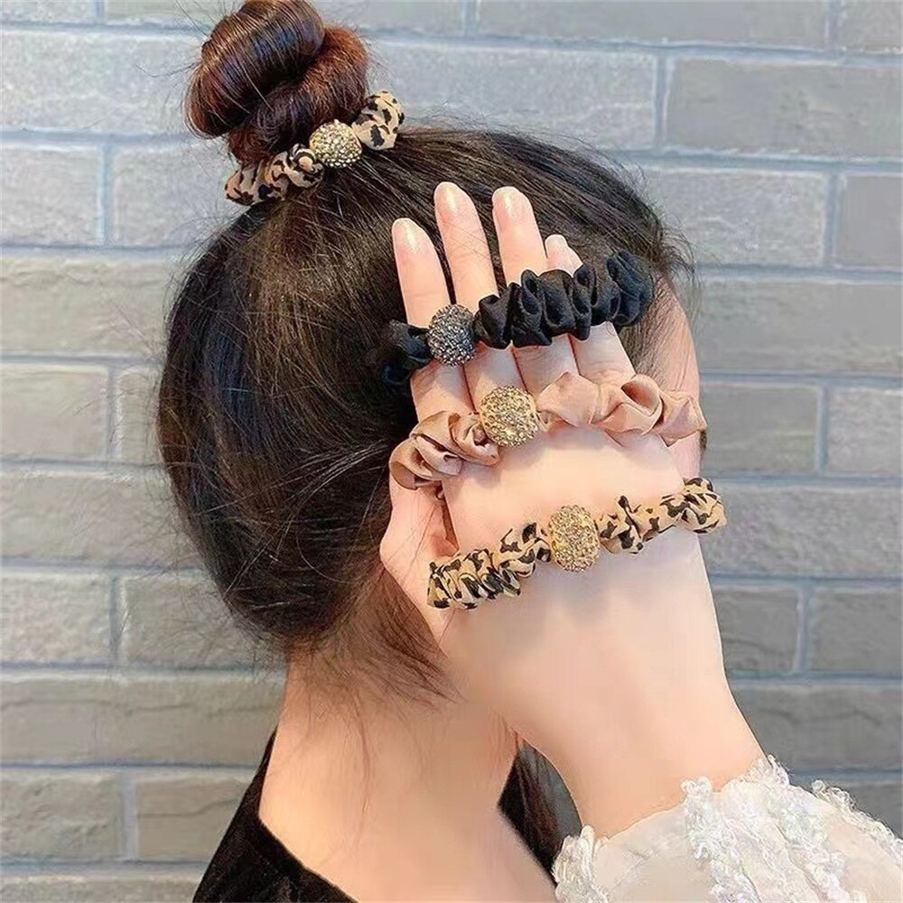 Flash Drill Simple Head Rope Temperament Full Drill Headdress Net Red Ins Tie Hair Rope Like Rubber Band Female Hair Ring