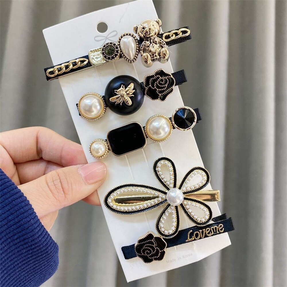5PCS/Set Women Luxury Elegant Crystals Pearls Geometric Hairpins Lady Sweet Hair Clip Barrette Headband Fashion Hair Accessories 5PCS/Set Women Luxury Elegant Crystals Pearls Geometric Hairpins Lady Sweet Hair Clip Barrette Headband Fashion Hair Accessories