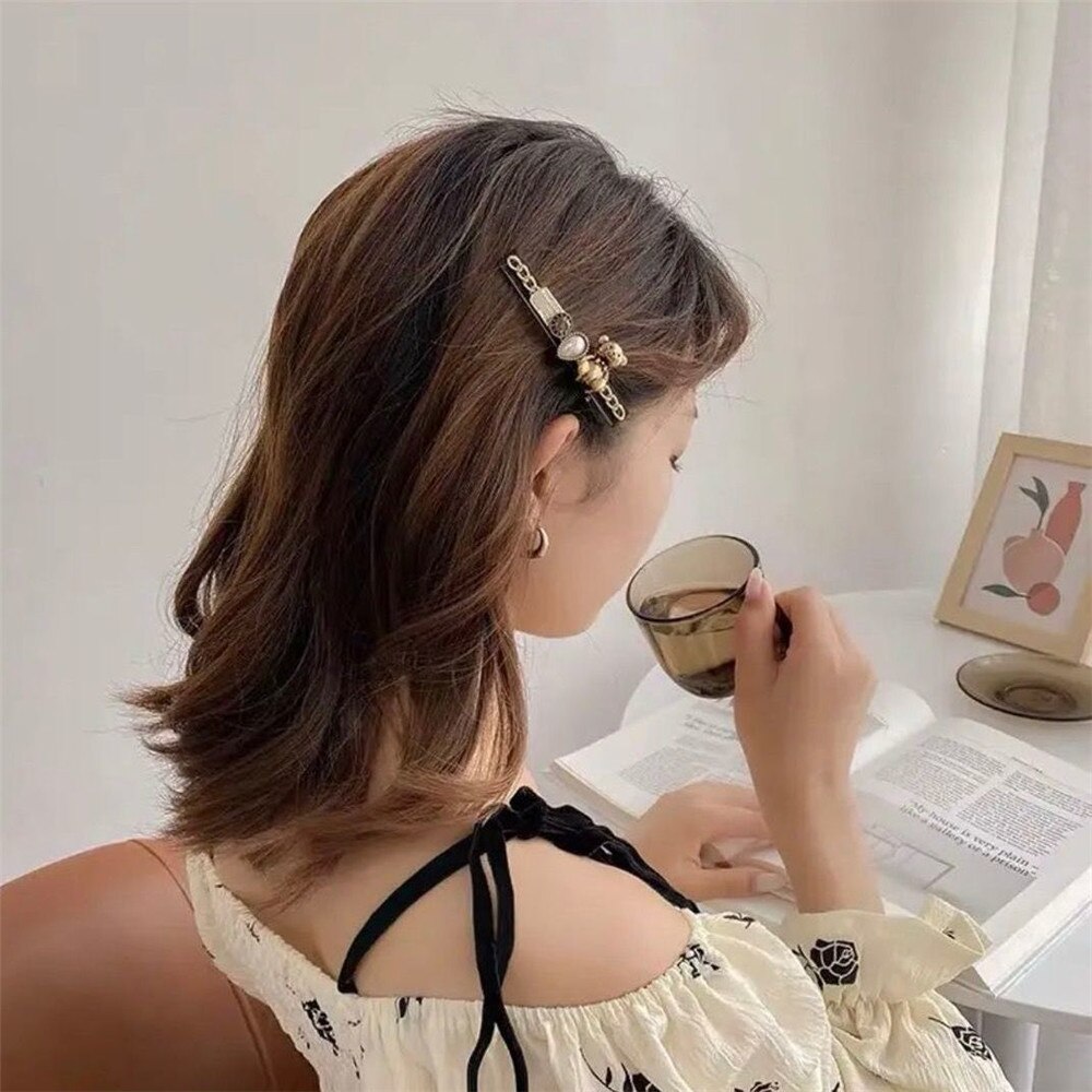 5PCS/Set Women Luxury Elegant Crystals Pearls Geometric Hairpins Lady Sweet Hair Clip Barrette Headband Fashion Hair Accessories