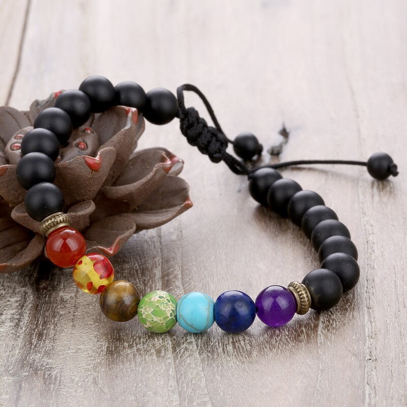 Adjustable 7 Chakra Tree Of Life Charm Bracelets Multicolor Beads Stones Weaving Rope Bracelet Women Men Yoga Bracelets
