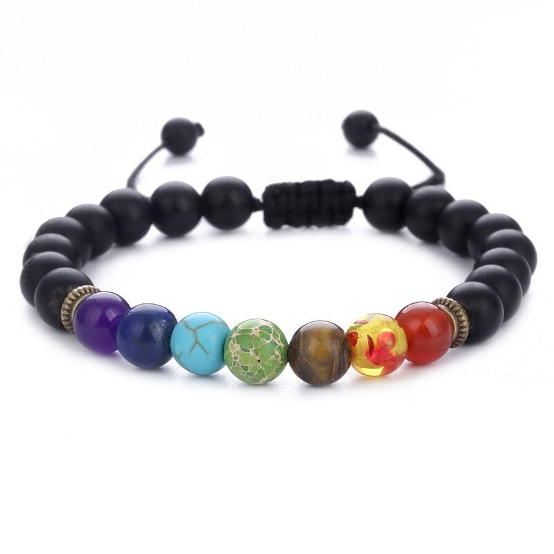 Adjustable 7 Chakra Tree Of Life Charm Bracelets Multicolor Beads Stones Weaving Rope Bracelet Women Men Yoga Bracelets