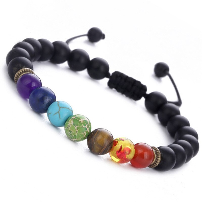 Adjustable 7 Chakra Tree Of Life Charm Bracelets Multicolor Beads Stones Weaving Rope Bracelet Women Men Yoga Bracelets
