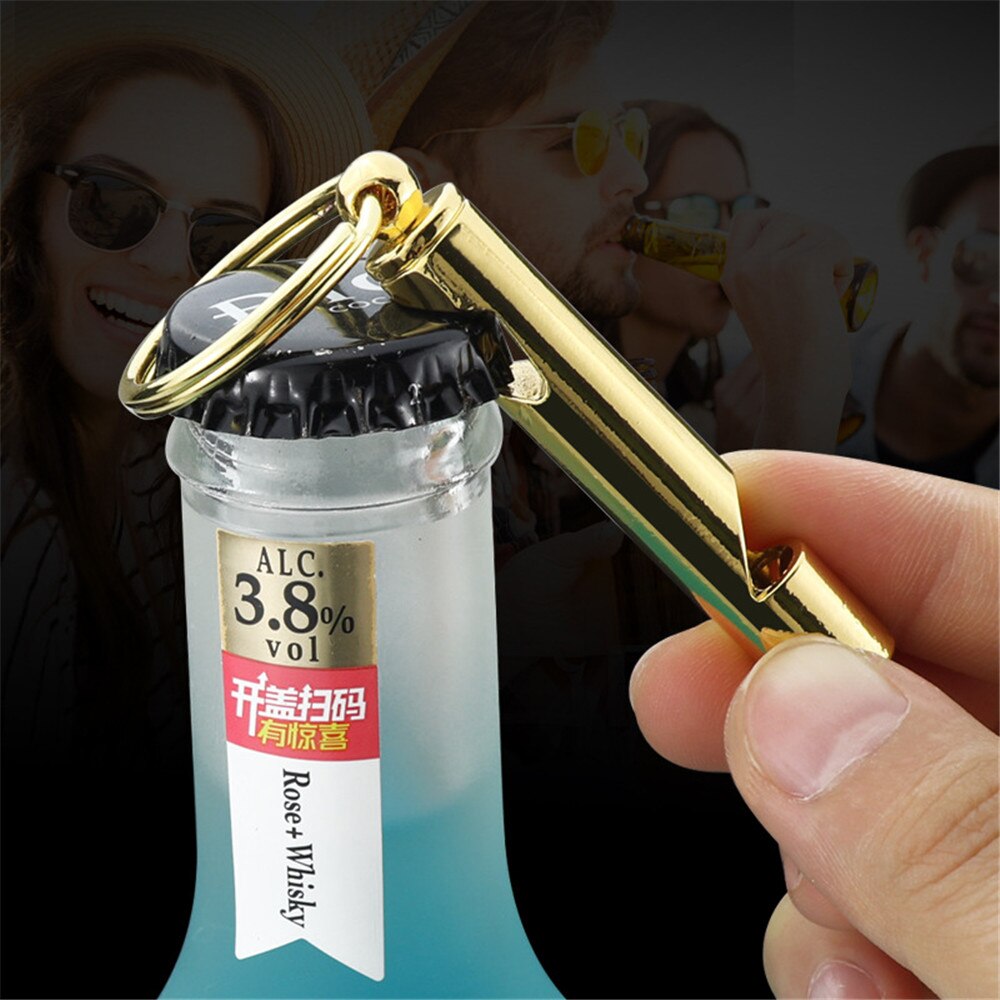 Multifunctional Zinc Alloy 3 In 1 Bottle Opener Keychain Outdoor Portable Mini Wine Beer Can Opener Wood Corkscrew Kitchen Tools
