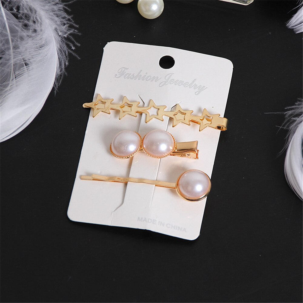 3pcs/set Women Girls Pearl Crystal Hairpins Side Clip Hair Jewelry Trendy Geometric Headwear Fashion Hair Accessories Barrettes 3pcs/set Women Girls Pearl Crystal Hairpins Side Clip Hair Jewelry Trendy Geometric Headwear Fashion Hair Accessories Barrettes