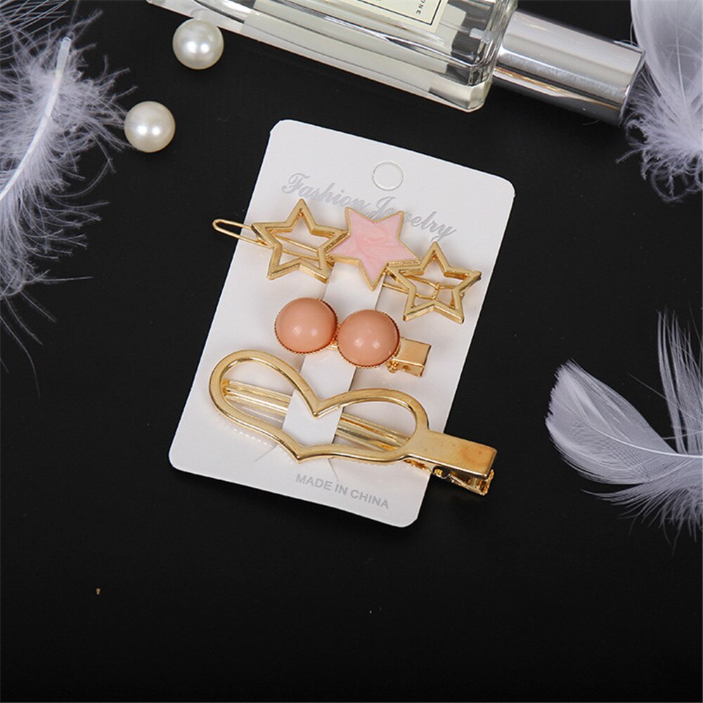 3pcs/set Women Girls Pearl Crystal Hairpins Side Clip Hair Jewelry Trendy Geometric Headwear Fashion Hair Accessories Barrettes 3pcs/set Women Girls Pearl Crystal Hairpins Side Clip Hair Jewelry Trendy Geometric Headwear Fashion Hair Accessories Barrettes