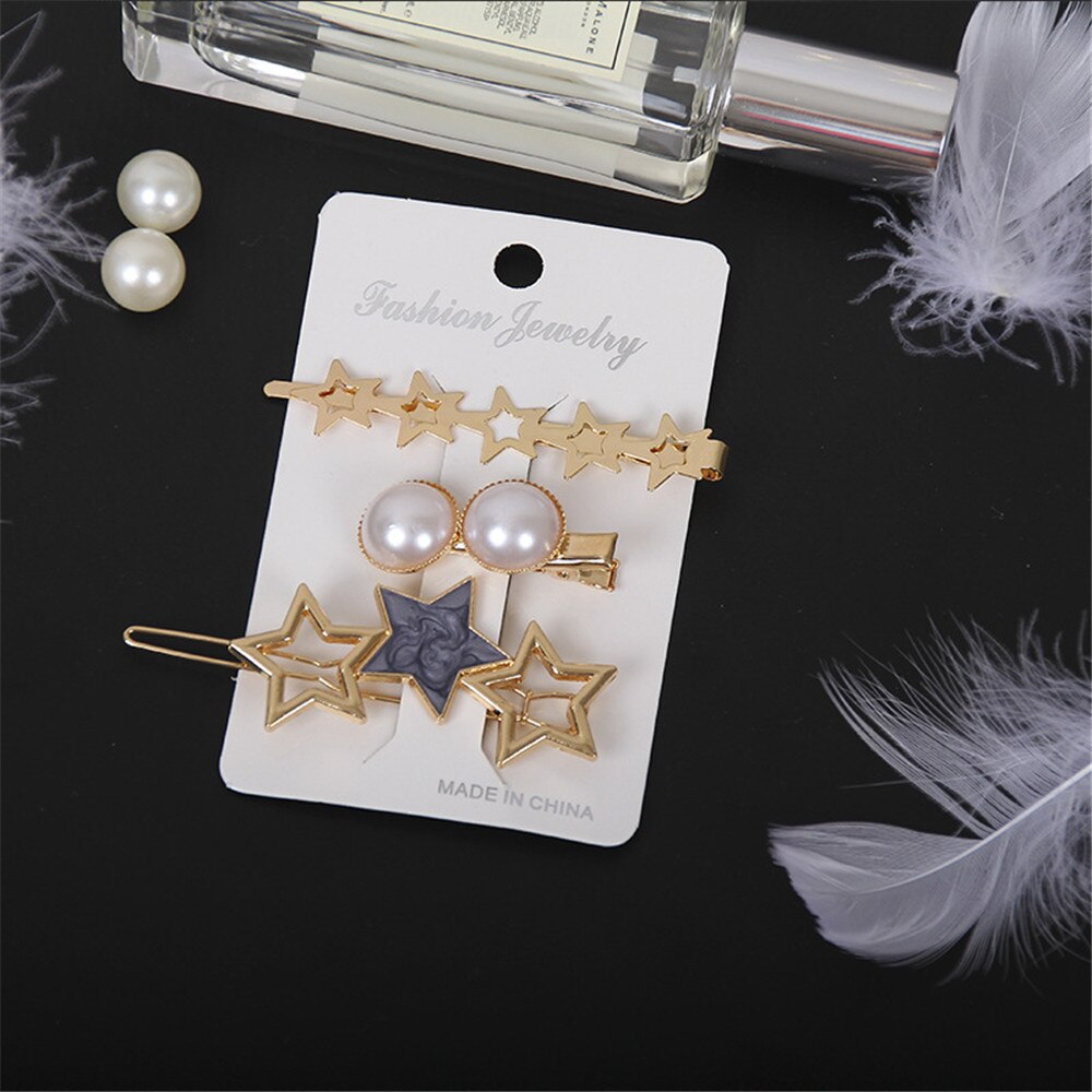 3pcs/set Women Girls Pearl Crystal Hairpins Side Clip Hair Jewelry Trendy Geometric Headwear Fashion Hair Accessories Barrettes 3pcs/set Women Girls Pearl Crystal Hairpins Side Clip Hair Jewelry Trendy Geometric Headwear Fashion Hair Accessories Barrettes