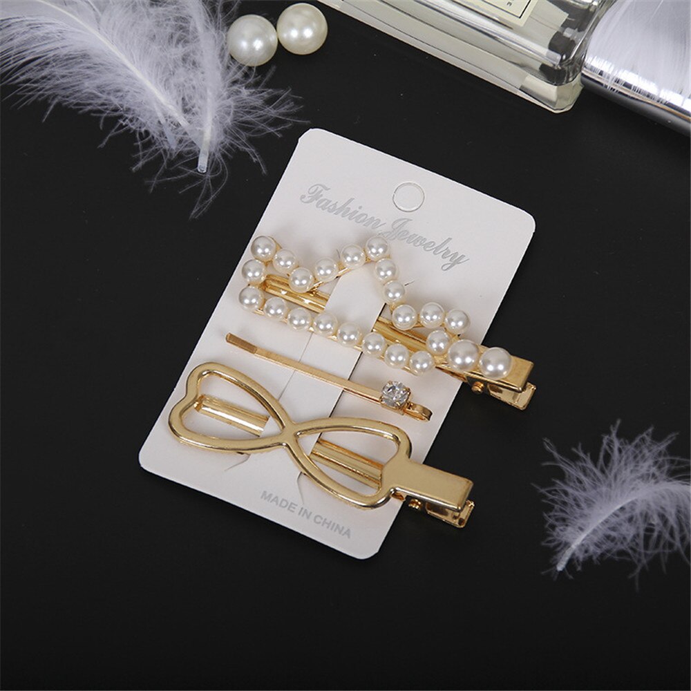 3pcs/set Women Girls Pearl Crystal Hairpins Side Clip Hair Jewelry Trendy Geometric Headwear Fashion Hair Accessories Barrettes 3pcs/set Women Girls Pearl Crystal Hairpins Side Clip Hair Jewelry Trendy Geometric Headwear Fashion Hair Accessories Barrettes
