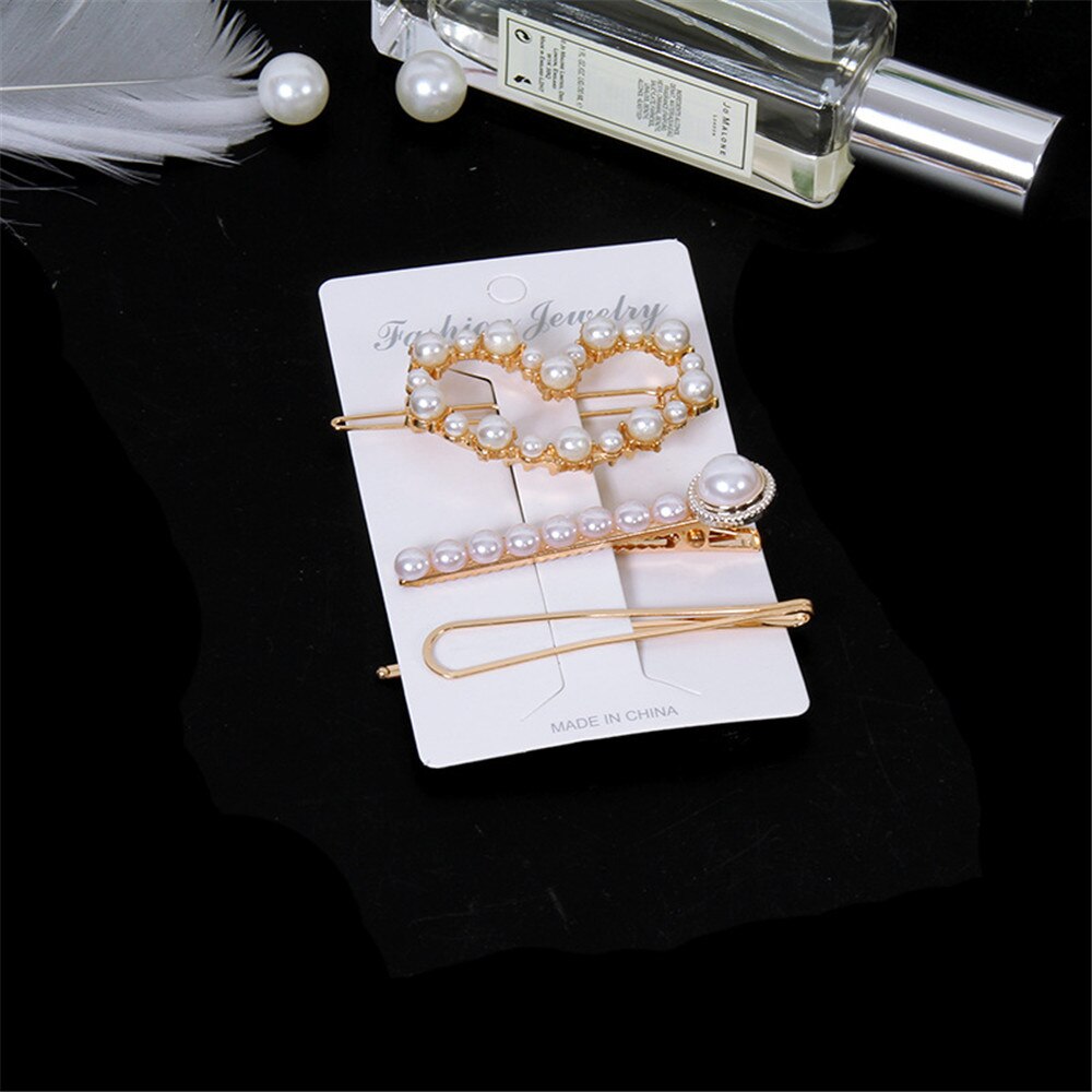 3pcs/set Women Girls Pearl Crystal Hairpins Side Clip Hair Jewelry Trendy Geometric Headwear Fashion Hair Accessories Barrettes 3pcs/set Women Girls Pearl Crystal Hairpins Side Clip Hair Jewelry Trendy Geometric Headwear Fashion Hair Accessories Barrettes