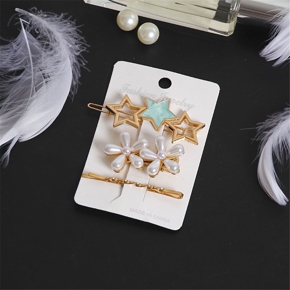 3pcs/set Women Girls Pearl Crystal Hairpins Side Clip Hair Jewelry Trendy Geometric Headwear Fashion Hair Accessories Barrettes 3pcs/set Women Girls Pearl Crystal Hairpins Side Clip Hair Jewelry Trendy Geometric Headwear Fashion Hair Accessories Barrettes