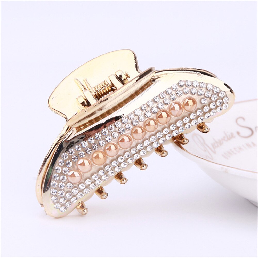 1PC Rhinestone Hair Clips Crab Hair Claw for Girl Hairpins Barrettes Headwear Women Pearl Hair Accessories Fashion