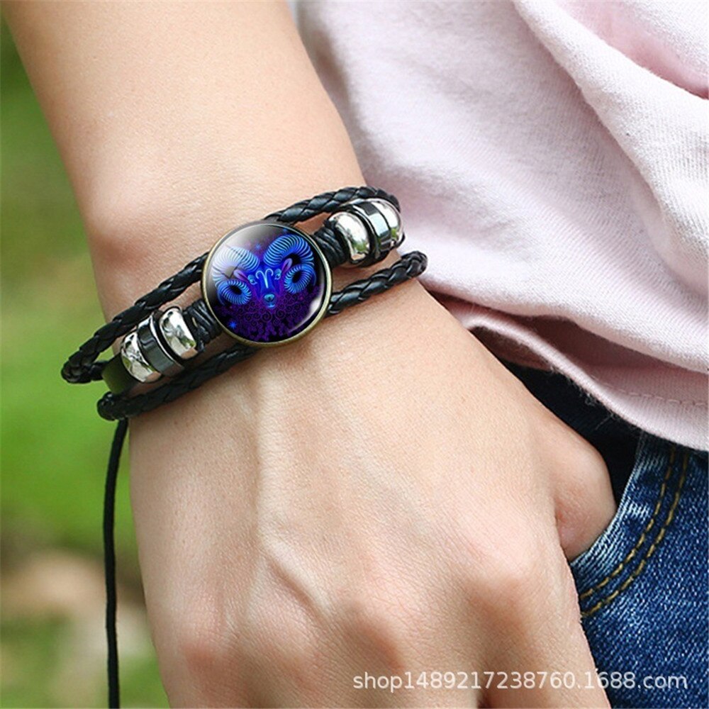 12 Constellation Zodiac Sign Leather Bracelet Black Woven Bracelets for Men Women Fashion Jewelry Accessories Gifts Dropshipping 12 Constellation Zodiac Sign Leather Bracelet Black Woven Bracelets for Men Women Fashion Jewelry Accessories Gifts Dropshipping