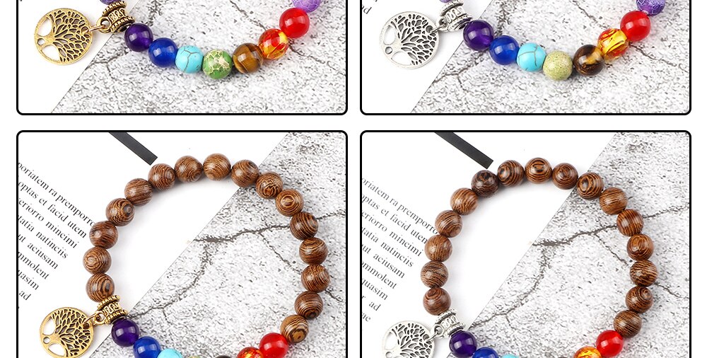 Hot 7 Chakra Life Tree Bracelets Natural Stone Reiki Healing Engry Beads Bangles Women Men Yoga Bracelet Meditation Jewelry Gift