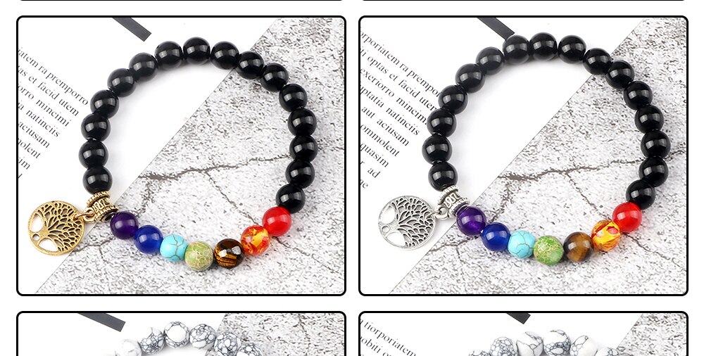 Hot 7 Chakra Life Tree Bracelets Natural Stone Reiki Healing Engry Beads Bangles Women Men Yoga Bracelet Meditation Jewelry Gift