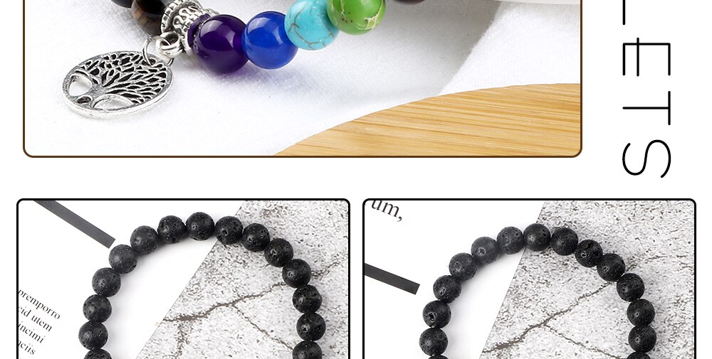 Hot 7 Chakra Life Tree Bracelets Natural Stone Reiki Healing Engry Beads Bangles Women Men Yoga Bracelet Meditation Jewelry Gift