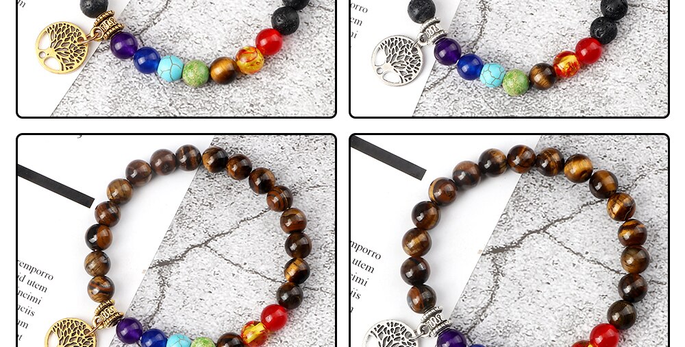 Hot 7 Chakra Life Tree Bracelets Natural Stone Reiki Healing Engry Beads Bangles Women Men Yoga Bracelet Meditation Jewelry Gift