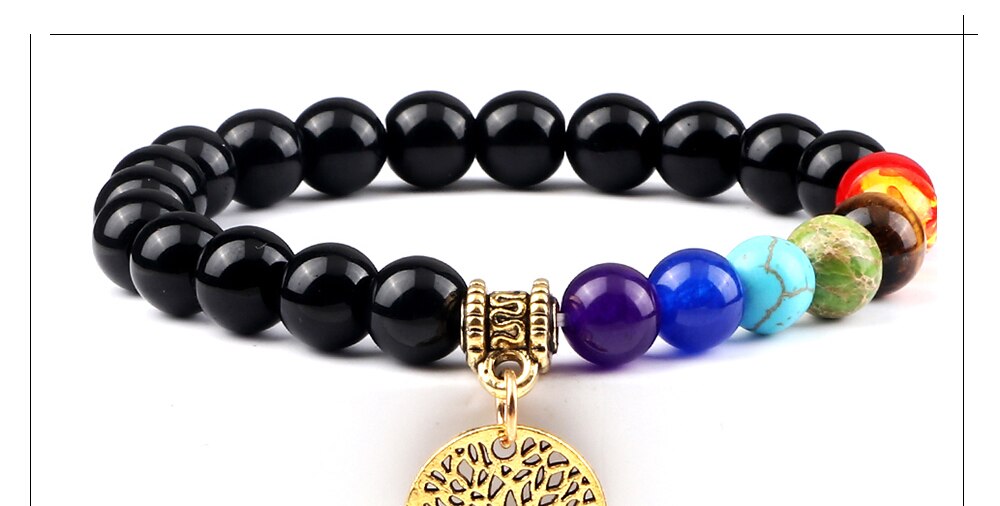 Hot 7 Chakra Life Tree Bracelets Natural Stone Reiki Healing Engry Beads Bangles Women Men Yoga Bracelet Meditation Jewelry Gift