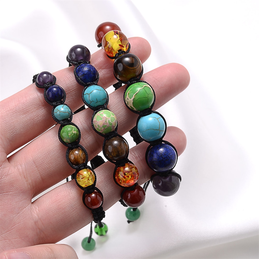 Classic 7 Chakra Beads Bracelet Natural Stone Black Rope Braided Yoga Reiki Healing Balance Bracelets & Bangles Meditation Gift Classic 7 Chakra Beads Bracelet Natural Stone Black Rope Braided Yoga Reiki Healing Balance Bracelets & Bangles Meditation Gift