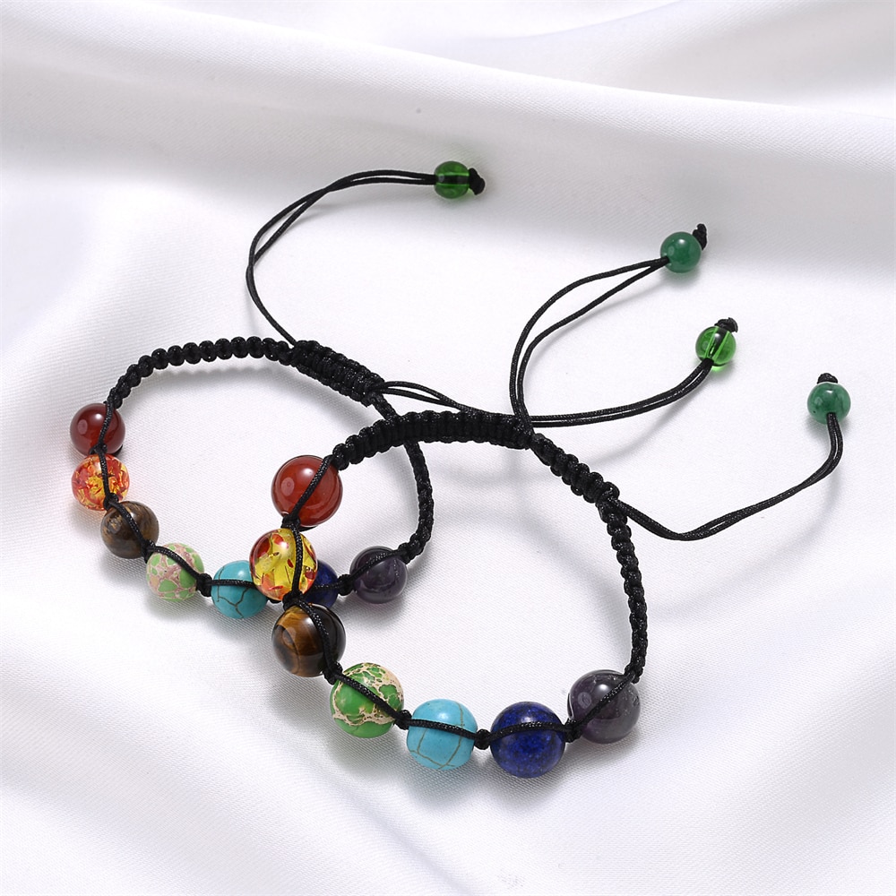 Classic 7 Chakra Beads Bracelet Natural Stone Black Rope Braided Yoga Reiki Healing Balance Bracelets & Bangles Meditation Gift Classic 7 Chakra Beads Bracelet Natural Stone Black Rope Braided Yoga Reiki Healing Balance Bracelets & Bangles Meditation Gift