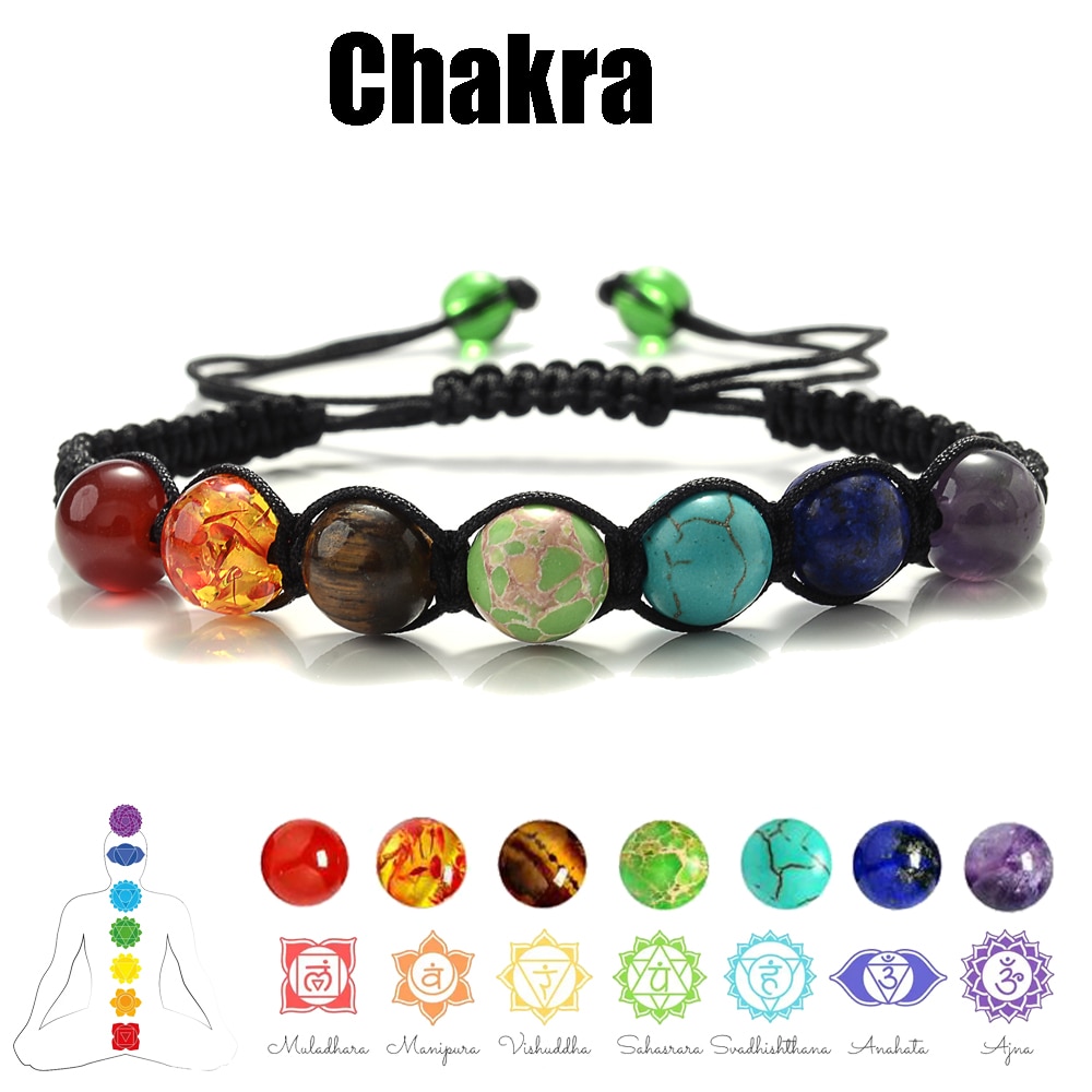 Classic 7 Chakra Beads Bracelet Natural Stone Black Rope Braided Yoga Reiki Healing Balance Bracelets & Bangles Meditation Gift Classic 7 Chakra Beads Bracelet Natural Stone Black Rope Braided Yoga Reiki Healing Balance Bracelets & Bangles Meditation Gift