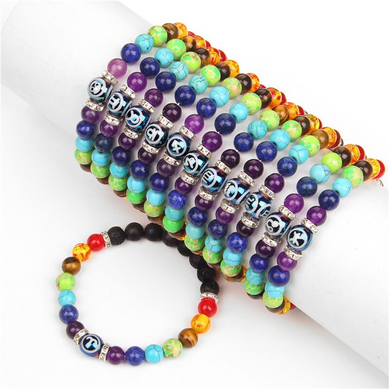 Zodiac Bracelet 7 Chakra 12 Constellation Bracelets For Women Men Lava Rock Aromatherapy Essential Oil Diffuser Yoga Bangle