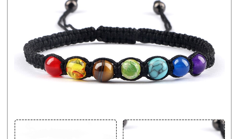 Handmade 7 Chakra Beads Bracelet 6mm Natural Stone String Braided Yoga Reiki Healing Balance Bracelets & Bangles Meditation Gift