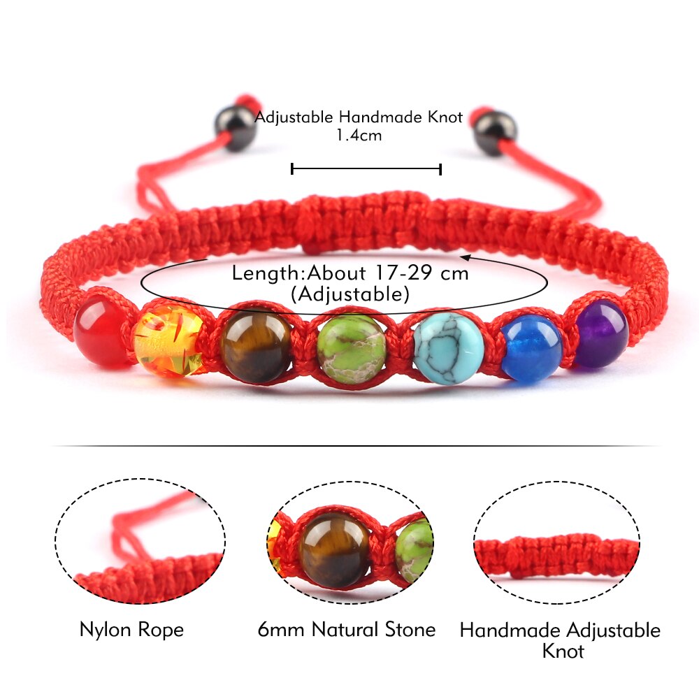 Handmade 7 Chakra Beads Bracelet 6mm Natural Stone String Braided Yoga Reiki Healing Balance Bracelets & Bangles Meditation Gift Handmade 7 Chakra Beads Bracelet 6mm Natural Stone String Braided Yoga Reiki Healing Balance Bracelets & Bangles Meditation Gift