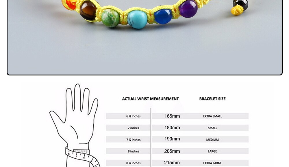Handmade 7 Chakra Beads Bracelet 6mm Natural Stone String Braided Yoga Reiki Healing Balance Bracelets & Bangles Meditation Gift