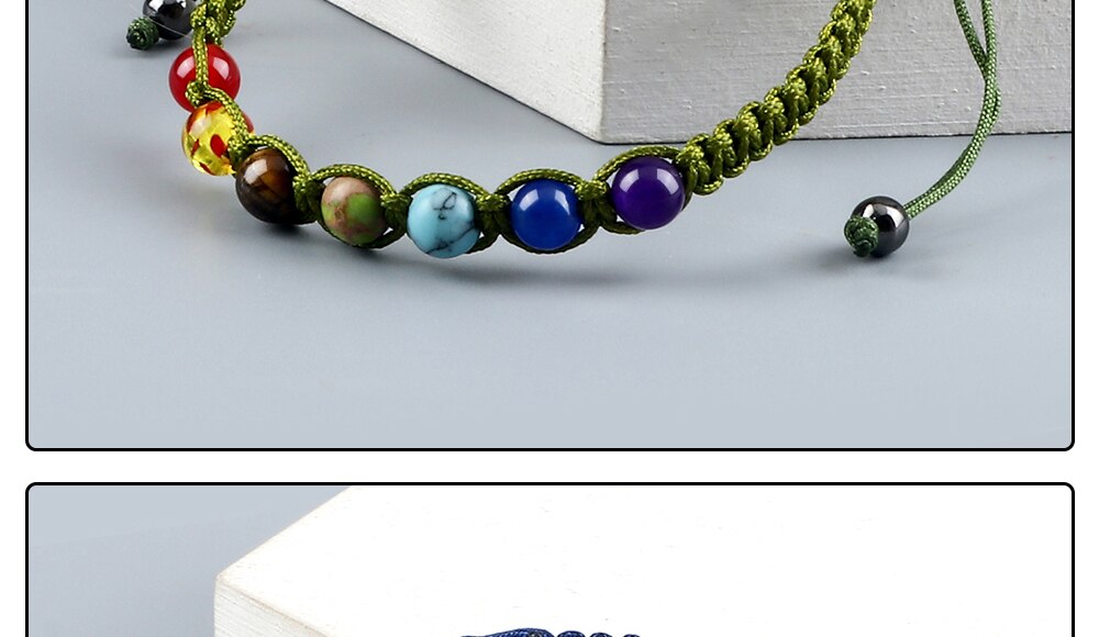 Handmade 7 Chakra Beads Bracelet 6mm Natural Stone String Braided Yoga Reiki Healing Balance Bracelets & Bangles Meditation Gift