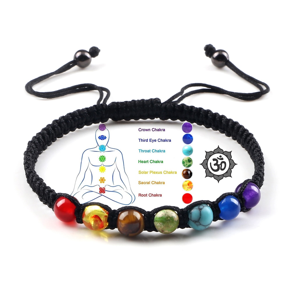 Handmade 7 Chakra Beads Bracelet 6mm Natural Stone String Braided Yoga Reiki Healing Balance Bracelets & Bangles Meditation Gift Handmade 7 Chakra Beads Bracelet 6mm Natural Stone String Braided Yoga Reiki Healing Balance Bracelets & Bangles Meditation Gift