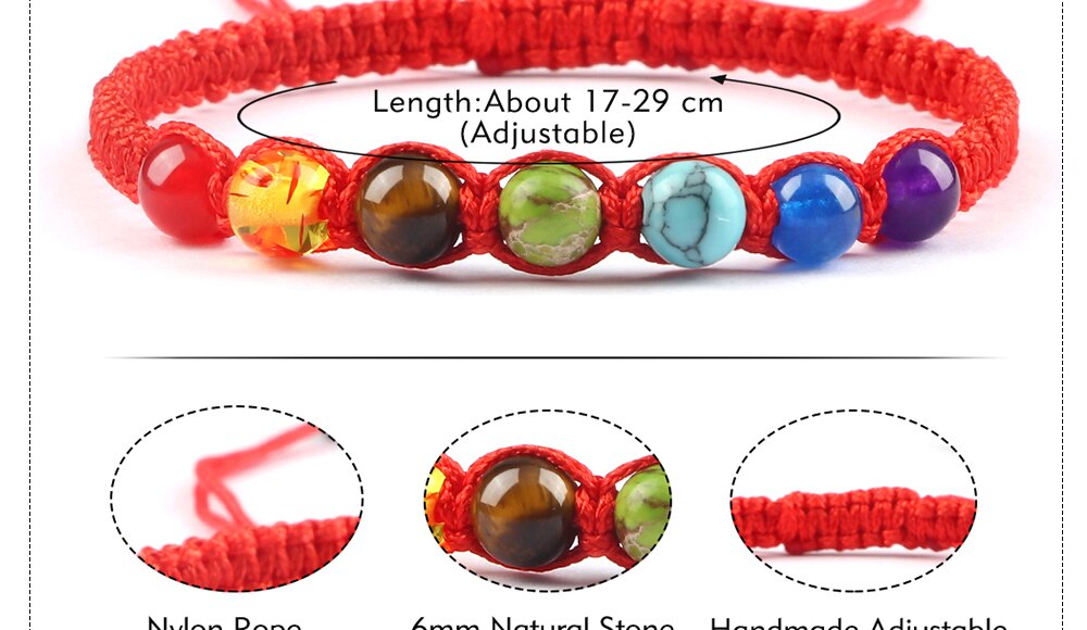 Handmade 7 Chakra Beads Bracelet 6mm Natural Stone String Braided Yoga Reiki Healing Balance Bracelets & Bangles Meditation Gift