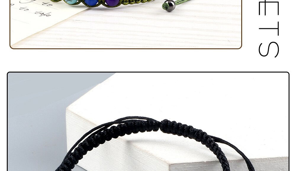 Handmade 7 Chakra Beads Bracelet 6mm Natural Stone String Braided Yoga Reiki Healing Balance Bracelets & Bangles Meditation Gift