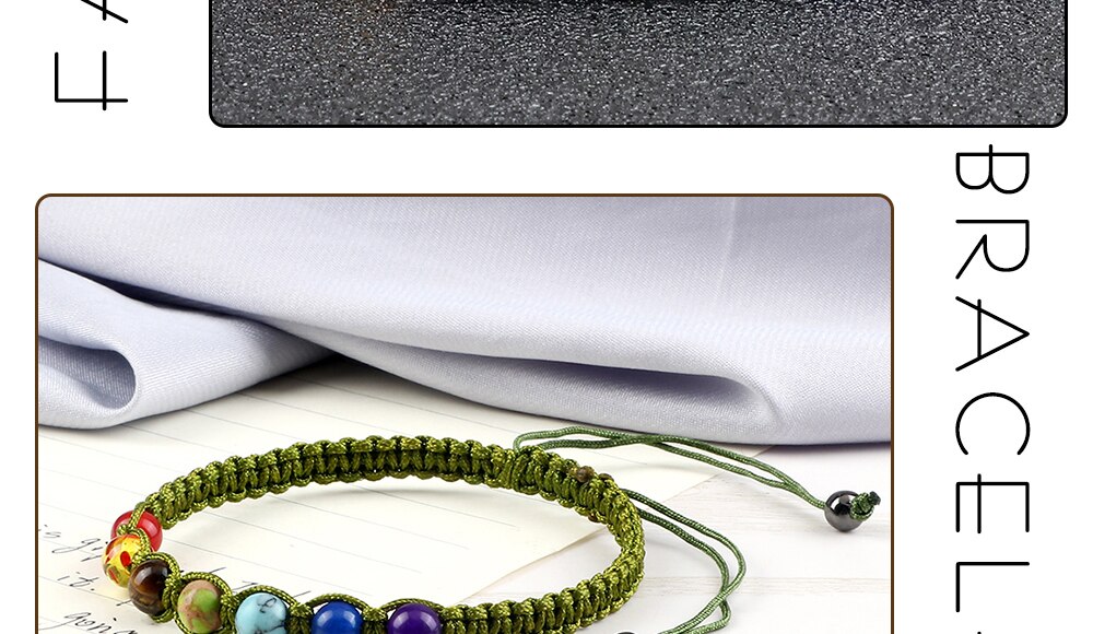 Handmade 7 Chakra Beads Bracelet 6mm Natural Stone String Braided Yoga Reiki Healing Balance Bracelets & Bangles Meditation Gift