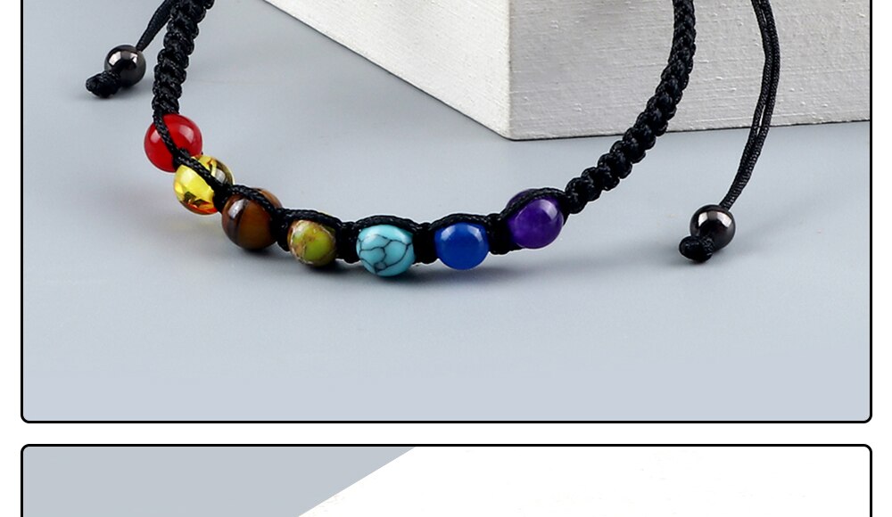 Handmade 7 Chakra Beads Bracelet 6mm Natural Stone String Braided Yoga Reiki Healing Balance Bracelets & Bangles Meditation Gift