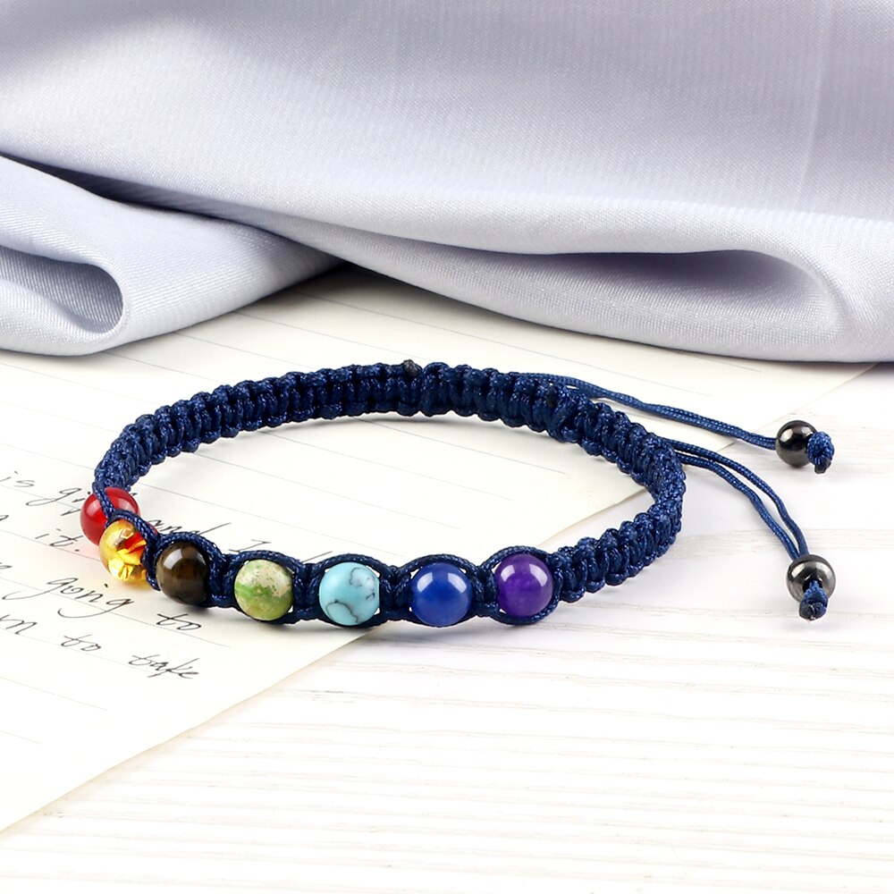 Handmade 7 Chakra Beads Bracelet 6mm Natural Stone String Braided Yoga Reiki Healing Balance Bracelets & Bangles Meditation Gift Handmade 7 Chakra Beads Bracelet 6mm Natural Stone String Braided Yoga Reiki Healing Balance Bracelets & Bangles Meditation Gift