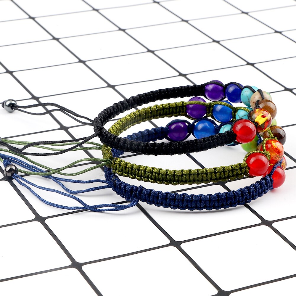 Handmade 7 Chakra Beads Bracelet 6mm Natural Stone String Braided Yoga Reiki Healing Balance Bracelets & Bangles Meditation Gift Handmade 7 Chakra Beads Bracelet 6mm Natural Stone String Braided Yoga Reiki Healing Balance Bracelets & Bangles Meditation Gift