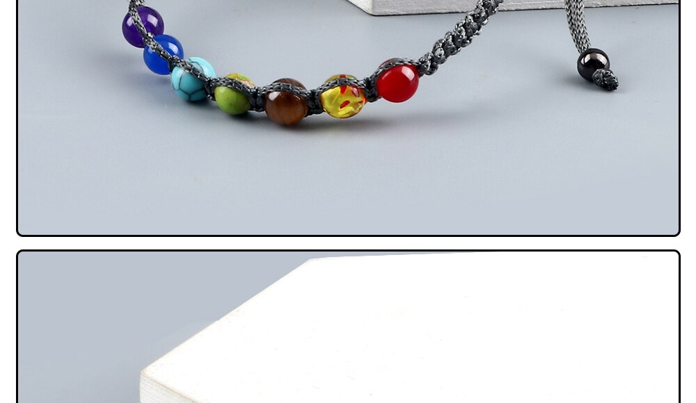 Handmade 7 Chakra Beads Bracelet 6mm Natural Stone String Braided Yoga Reiki Healing Balance Bracelets & Bangles Meditation Gift