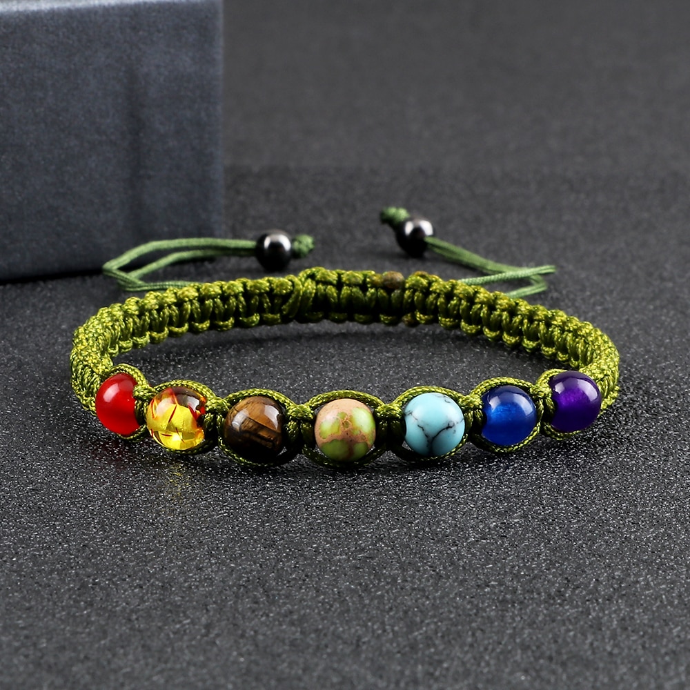 Handmade 7 Chakra Beads Bracelet 6mm Natural Stone String Braided Yoga Reiki Healing Balance Bracelets & Bangles Meditation Gift Handmade 7 Chakra Beads Bracelet 6mm Natural Stone String Braided Yoga Reiki Healing Balance Bracelets & Bangles Meditation Gift