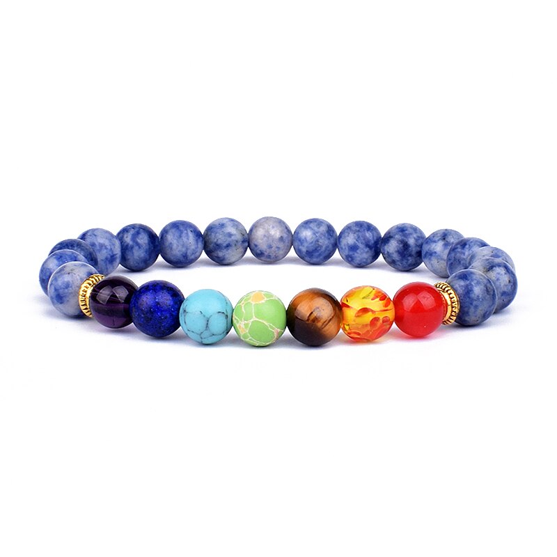 Natural Stone 7 Chakra Bracelets & Bangles Tiger Eye Bead Yoga Balance Bracelet Men New Buddha Prayer Jewelry pulseira masculina