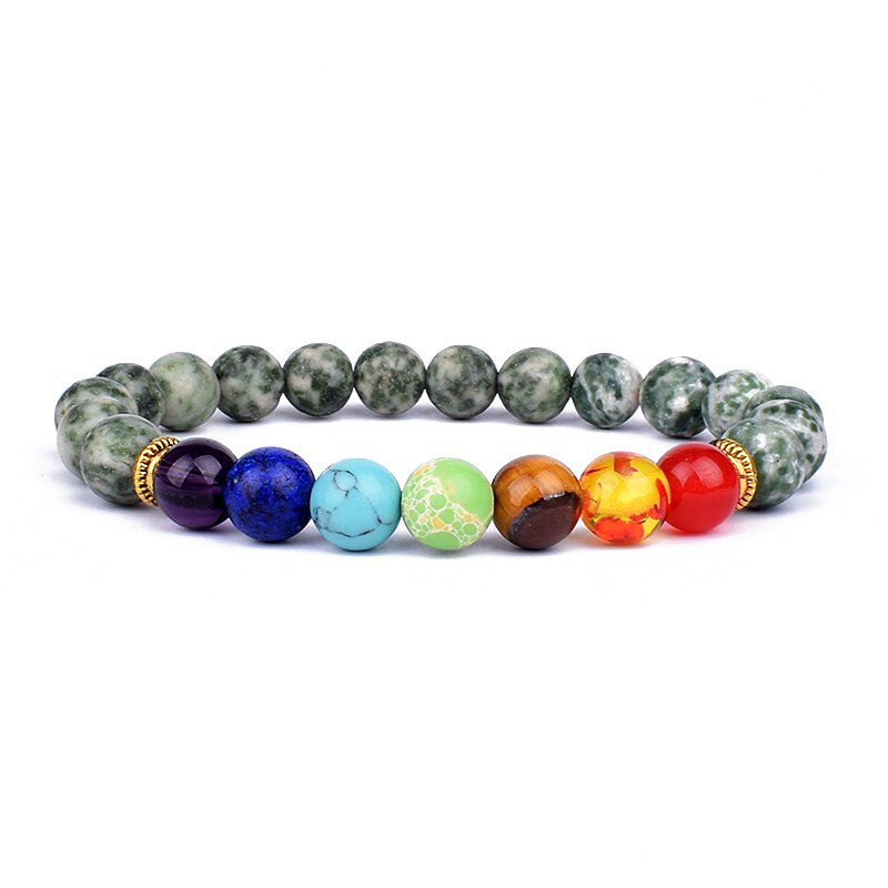 Natural Stone 7 Chakra Bracelets & Bangles Tiger Eye Bead Yoga Balance Bracelet Men New Buddha Prayer Jewelry pulseira masculina