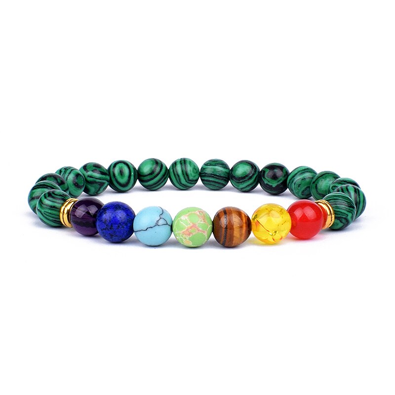 Natural Stone 7 Chakra Bracelets & Bangles Tiger Eye Bead Yoga Balance Bracelet Men New Buddha Prayer Jewelry pulseira masculina