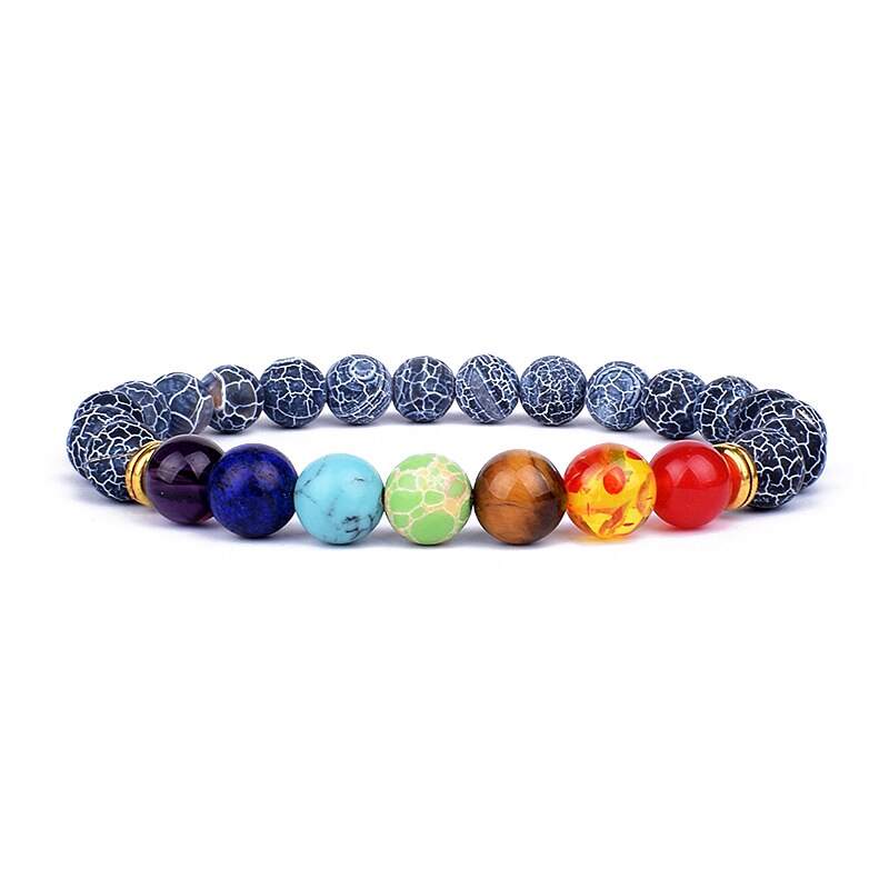 Natural Stone 7 Chakra Bracelets & Bangles Tiger Eye Bead Yoga Balance Bracelet Men New Buddha Prayer Jewelry pulseira masculina