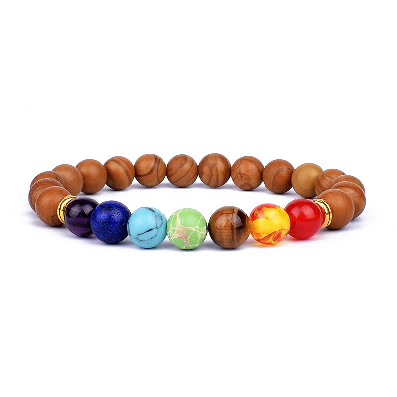 Natural Stone 7 Chakra Bracelets & Bangles Tiger Eye Bead Yoga Balance Bracelet Men New Buddha Prayer Jewelry pulseira masculina