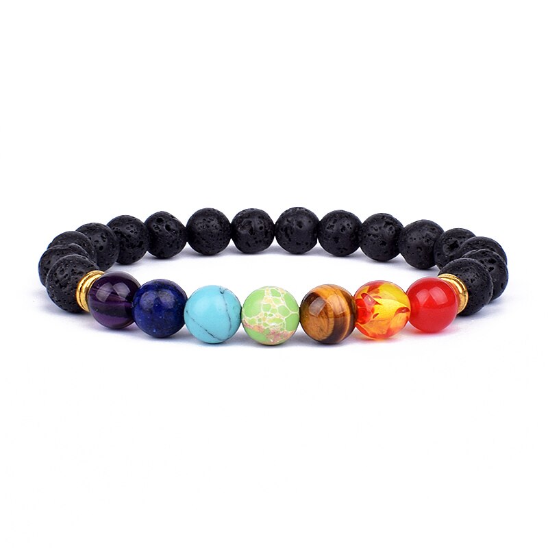 Natural Stone 7 Chakra Bracelets & Bangles Tiger Eye Bead Yoga Balance Bracelet Men New Buddha Prayer Jewelry pulseira masculina