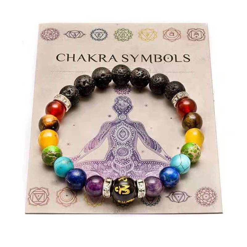 7 Chakra Bracelet with Meaning Cardfor Men Women Natural Crystal Healing Anxiety Jewellery Mandala Yoga Meditation Bracelet Gift 7 Chakra Bracelet with Meaning Cardfor Men Women Natural Crystal Healing Anxiety Jewellery Mandala Yoga Meditation Bracelet Gift
