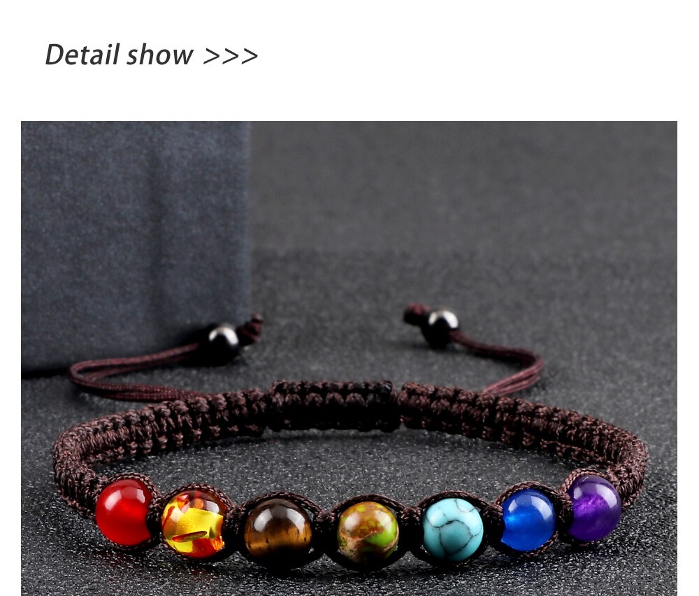 6MM 7 Chakra Braided Natural Stone Bracelet High Quality Engry Healing Bangles Couple Yoga Jewelry Chain Pulsera Gift for Friend