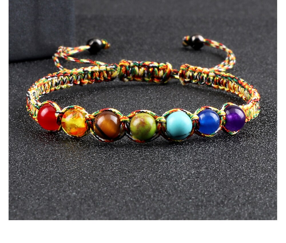 6MM 7 Chakra Braided Natural Stone Bracelet High Quality Engry Healing Bangles Couple Yoga Jewelry Chain Pulsera Gift for Friend
