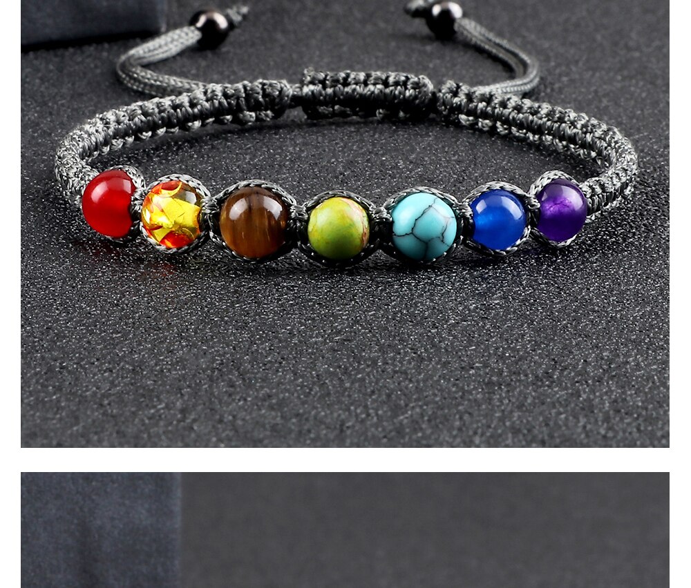 6MM 7 Chakra Braided Natural Stone Bracelet High Quality Engry Healing Bangles Couple Yoga Jewelry Chain Pulsera Gift for Friend